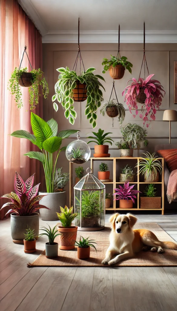 cozy indoor setting showcasing pet friendly plants